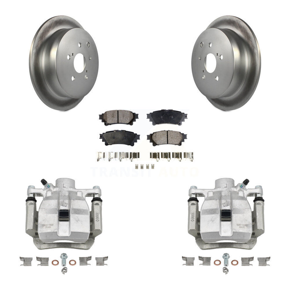 Rear Brake Caliper Coat Rotor Semi-Metallic Pad Kit For Toyota Sienna Lexus RX350 RX450h KCG-100321P