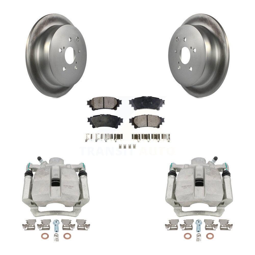 Rear Disc Brake Caliper Coated Rotors And Semi-Metallic Pads Kit For Toyota Highlander Sienna Lexus RX350 RX450h KCG-100322P by Transit Auto