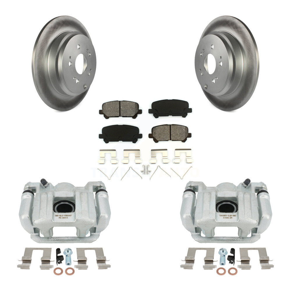 Rear Disc Brake Caliper Coated Rotors And Semi-Metallic Pads Kit For 2011-2017 Honda Odyssey KCG-100322S by Transit Auto