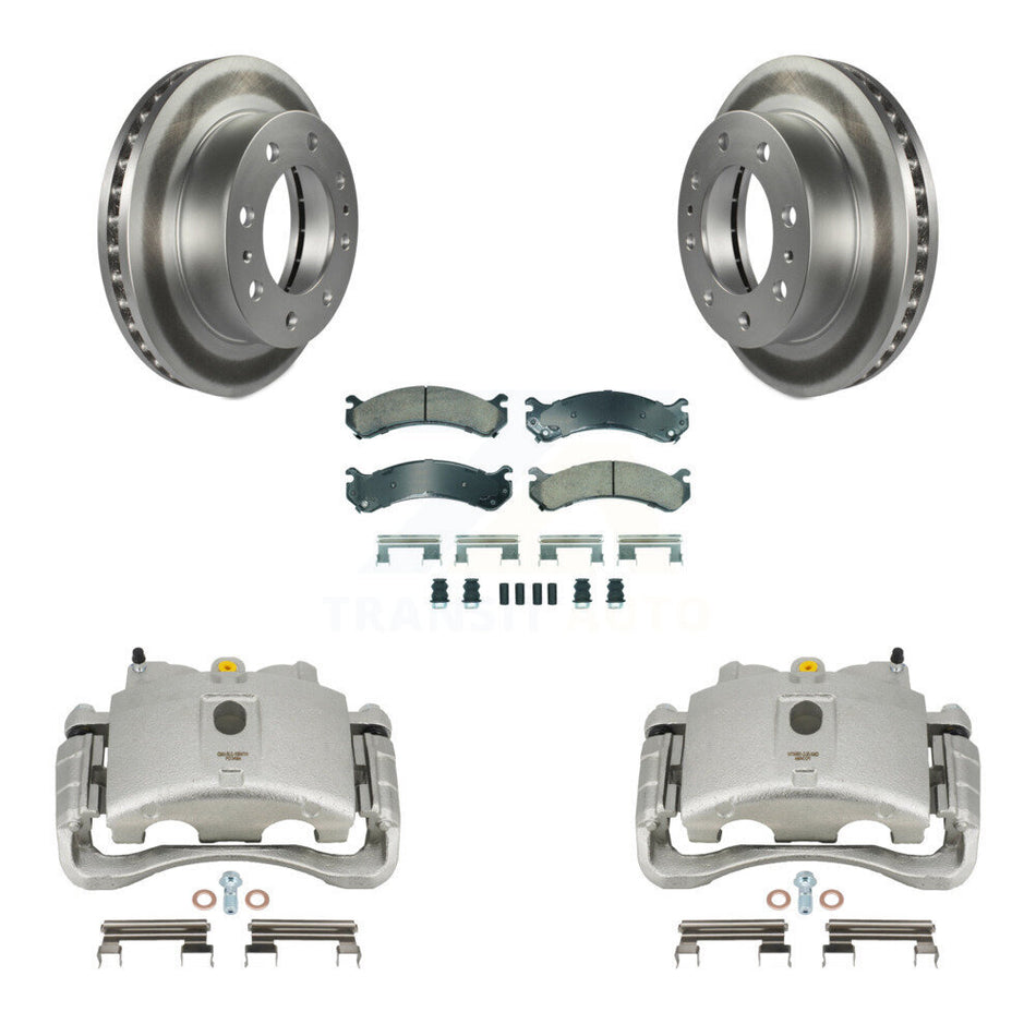 Front Brake Caliper Coat Rotor & Ceramic Pad Kit For GMC Chevrolet Sierra 2500 HD Savana KCG-100323N