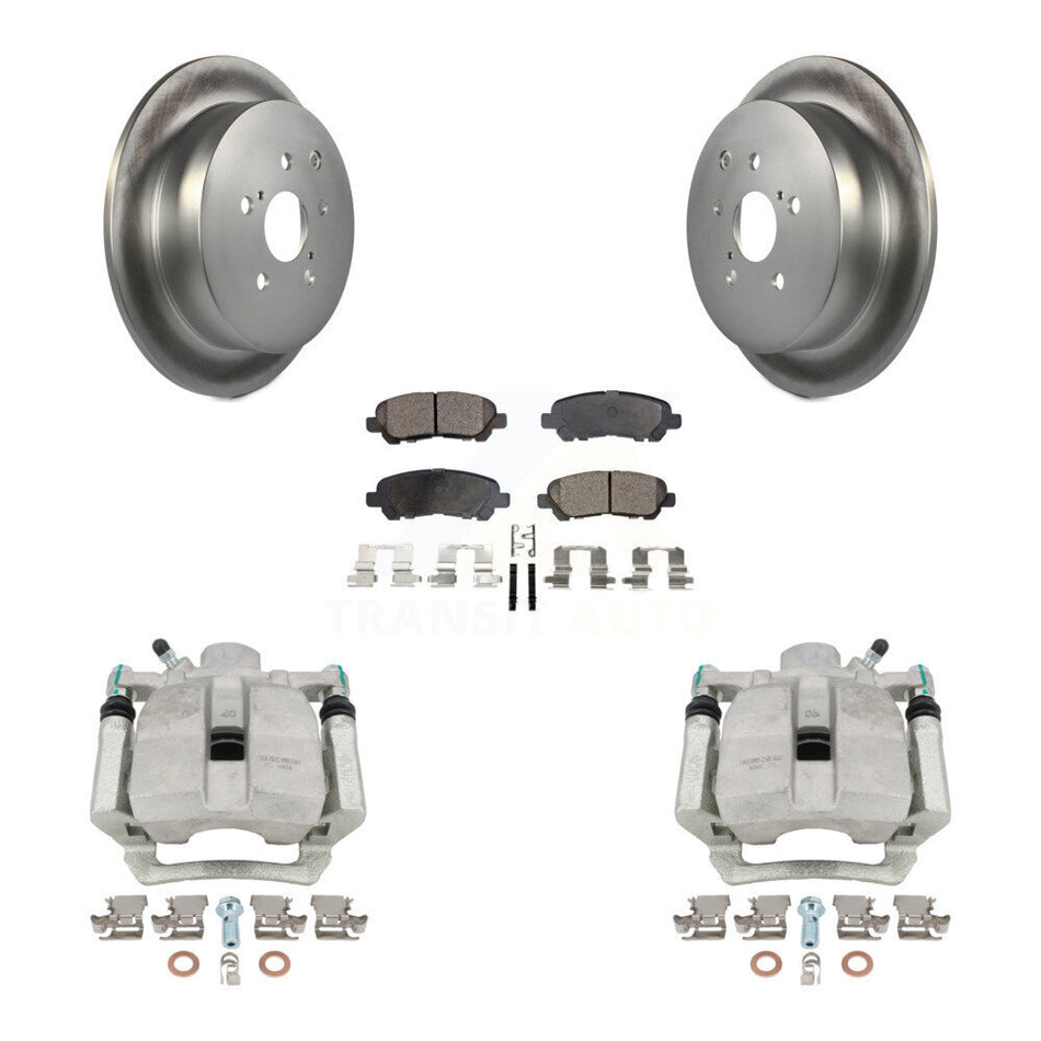 Rear Disc Brake Caliper Coated Rotors And Semi-Metallic Pads Kit For 2014 Toyota Highlander Hybrid Limited with FULL HYBRID EV-GAS (FHEV) engine KCG-100323P