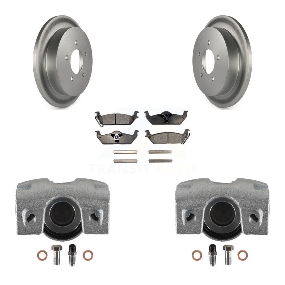 Rear Disc Brake Caliper Coated Rotors And Ceramic Pads Kit For 2004 Ford F-150 With 5 Lug Wheels 11th Digit Of Vin Is C KCG-100323T by Transit Auto