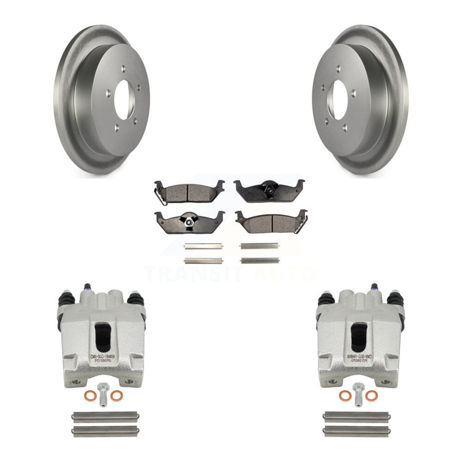 Rear Disc Brake Caliper Coated Rotors And Ceramic Pads Kit For 2004 Ford F-150 With 5 Lug Wheels 11th Digit Of Vin Is C KCG-100323T