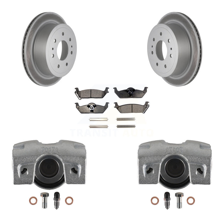 Rear Disc Brake Caliper Coated Rotors And Ceramic Pads Kit For Ford F-150 Lincoln Mark LT KCG-100325T by Transit Auto