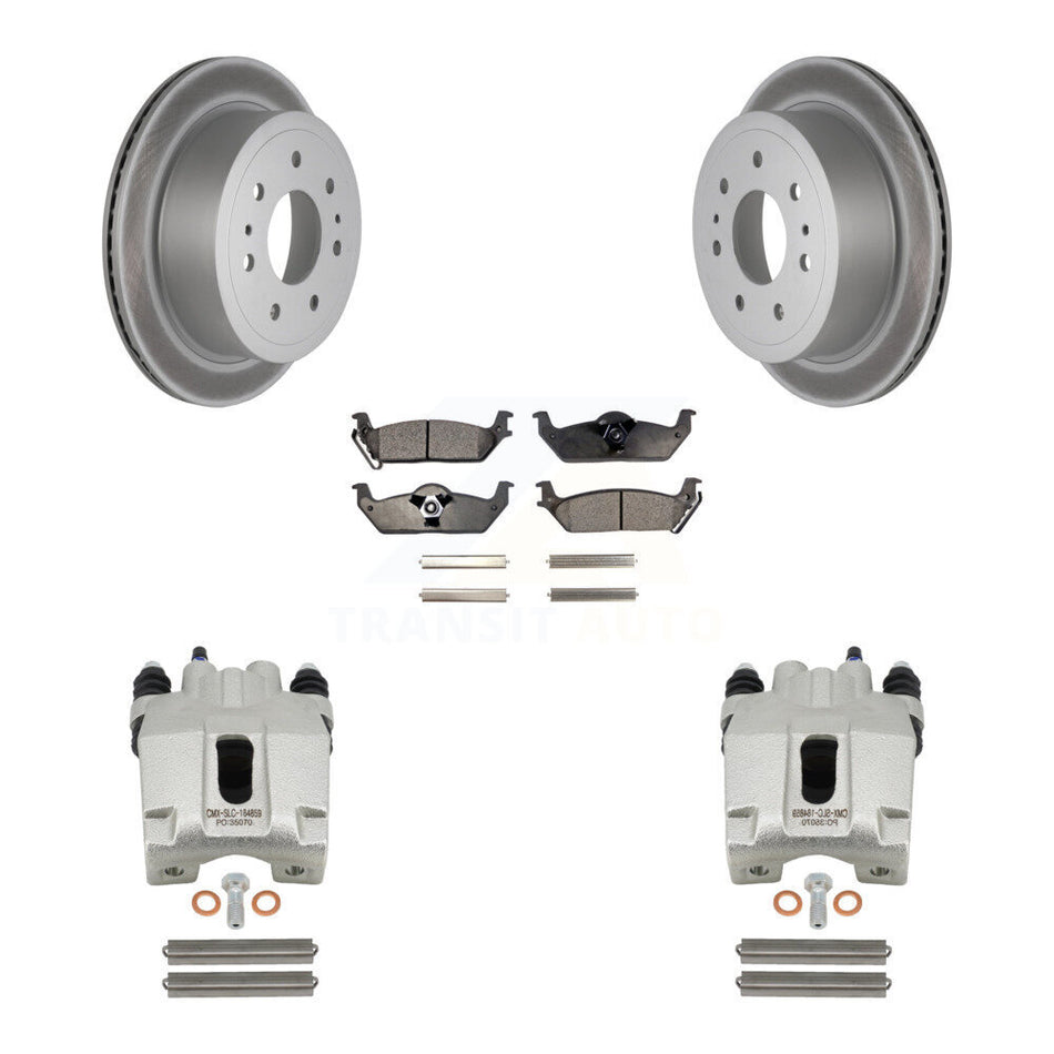 Rear Disc Brake Caliper Coated Rotors And Ceramic Pads Kit For Ford F-150 Lincoln Mark LT KCG-100325T