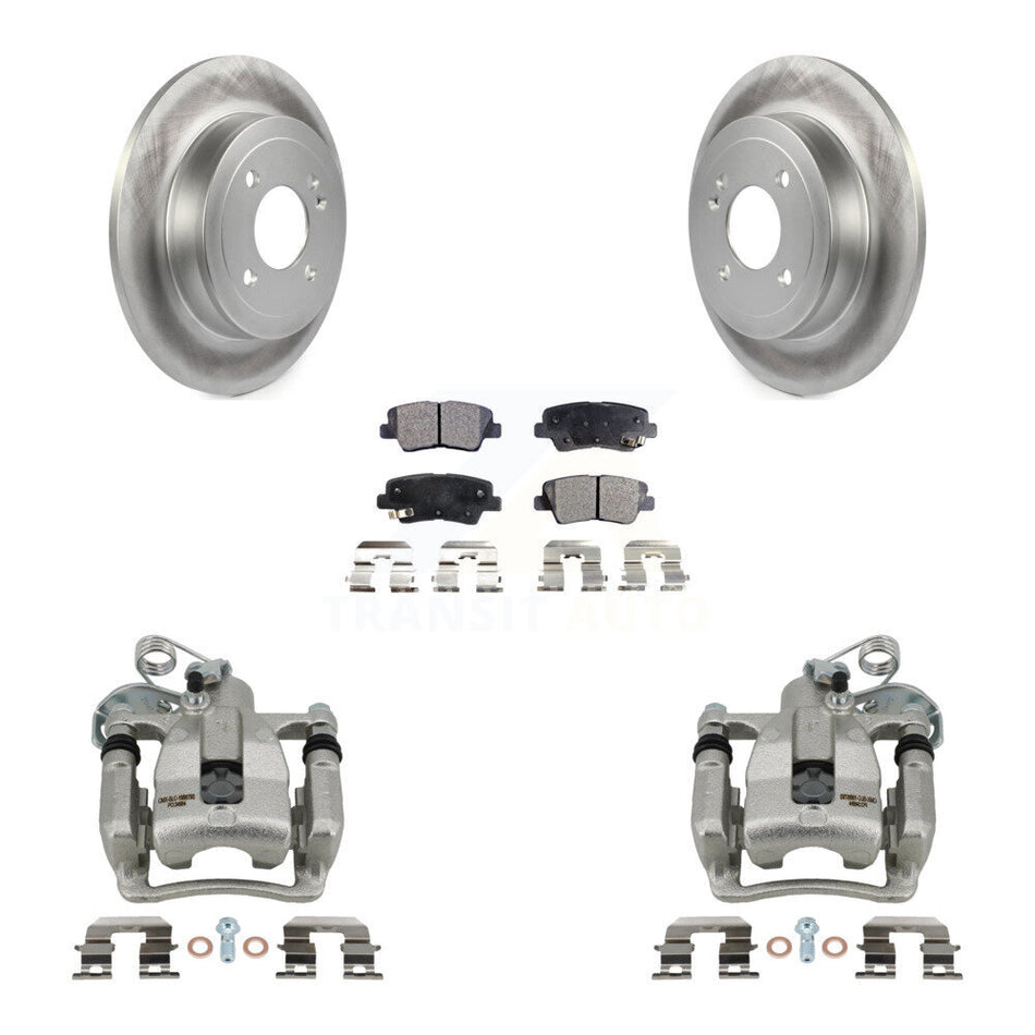 Rear Disc Brake Caliper Coated Rotors And Ceramic Pads Kit For 2012-2016 Hyundai Accent KCG-100326T