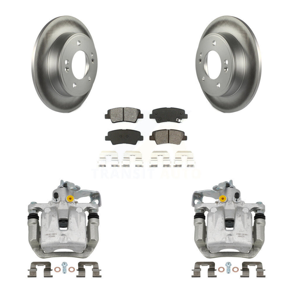 Rear Brake Caliper Coat Rotor And Semi-Metallic Pad Kit For Hyundai Elantra GT Kia Forte KCG-100327S