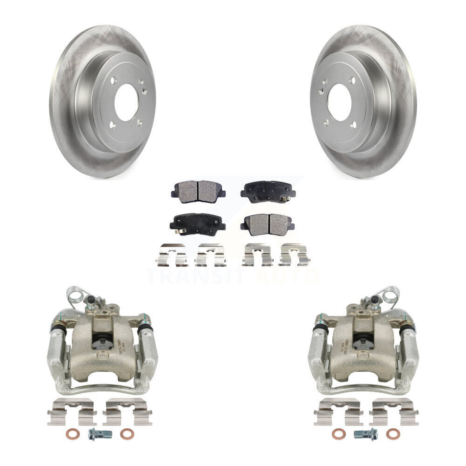 Rear Disc Brake Caliper Coated Rotors And Ceramic Pads Kit For 2012-2017 Kia Rio KCG-100327T