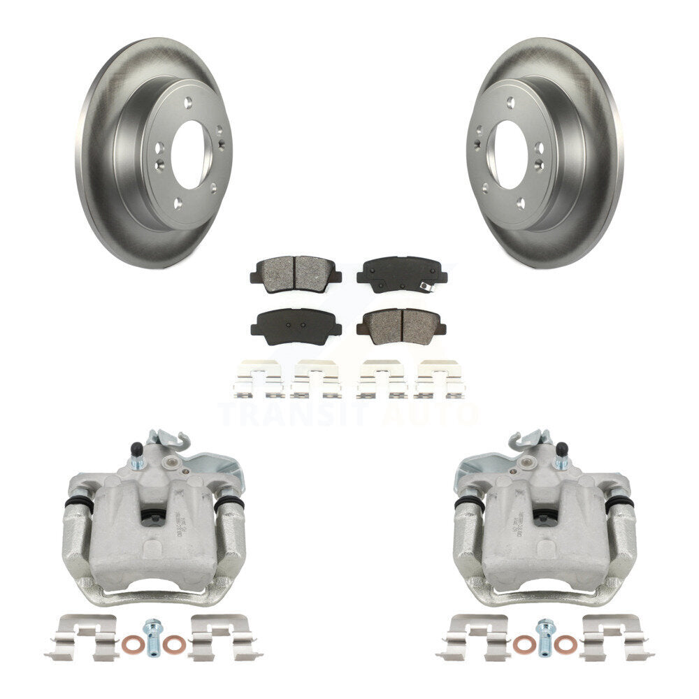 Rear Disc Brake Caliper Coated Rotors And Semi-Metallic Pads Kit For 2014-2016 Kia Soul KCG-100328S