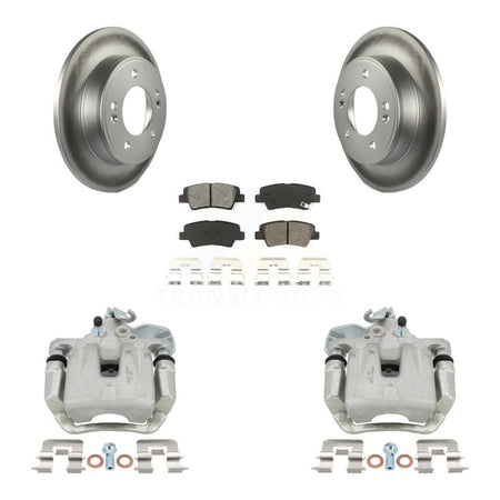 Rear Disc Brake Caliper Coated Rotors And Semi-Metallic Pads Kit For 2014-2016 Kia Soul KCG-100328S