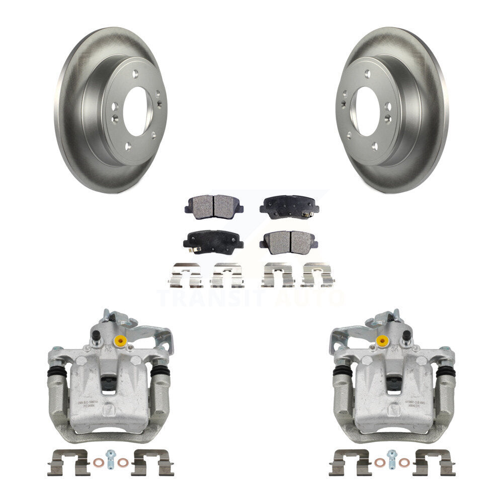 Rear Brake Caliper Coat Rotors Ceramic Pad Kit For Hyundai Elantra GT Kia Forte Veloster KCG-100328T