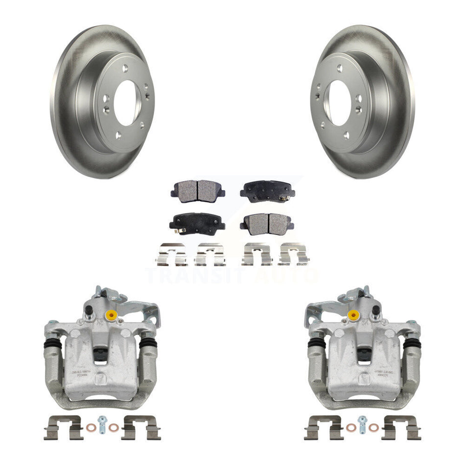 Rear Brake Caliper Coat Rotors Ceramic Pad Kit For Hyundai Elantra GT Kia Forte Veloster KCG-100328T