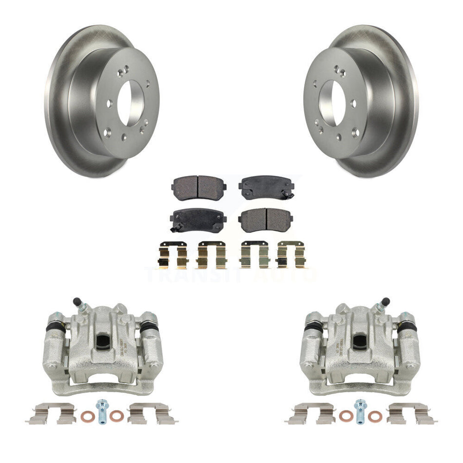 Rear Disc Brake Caliper Coated Rotors And Semi-Metallic Pads Kit For Kia Forte Koup Forte5 KCG-100329P