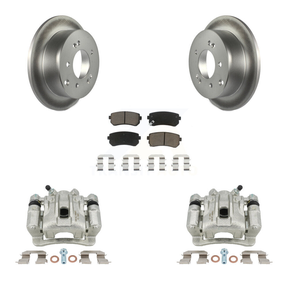 Rear Disc Brake Caliper Coated Rotors And Ceramic Pads Kit For Kia Forte Koup Forte5 KCG-100330C by Transit Auto