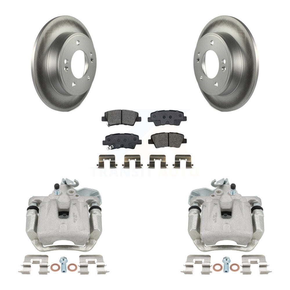 Rear Disc Brake Caliper Coated Rotors And Semi-Metallic Pads Kit For 2017-2018 Kia Soul KCG-100330S