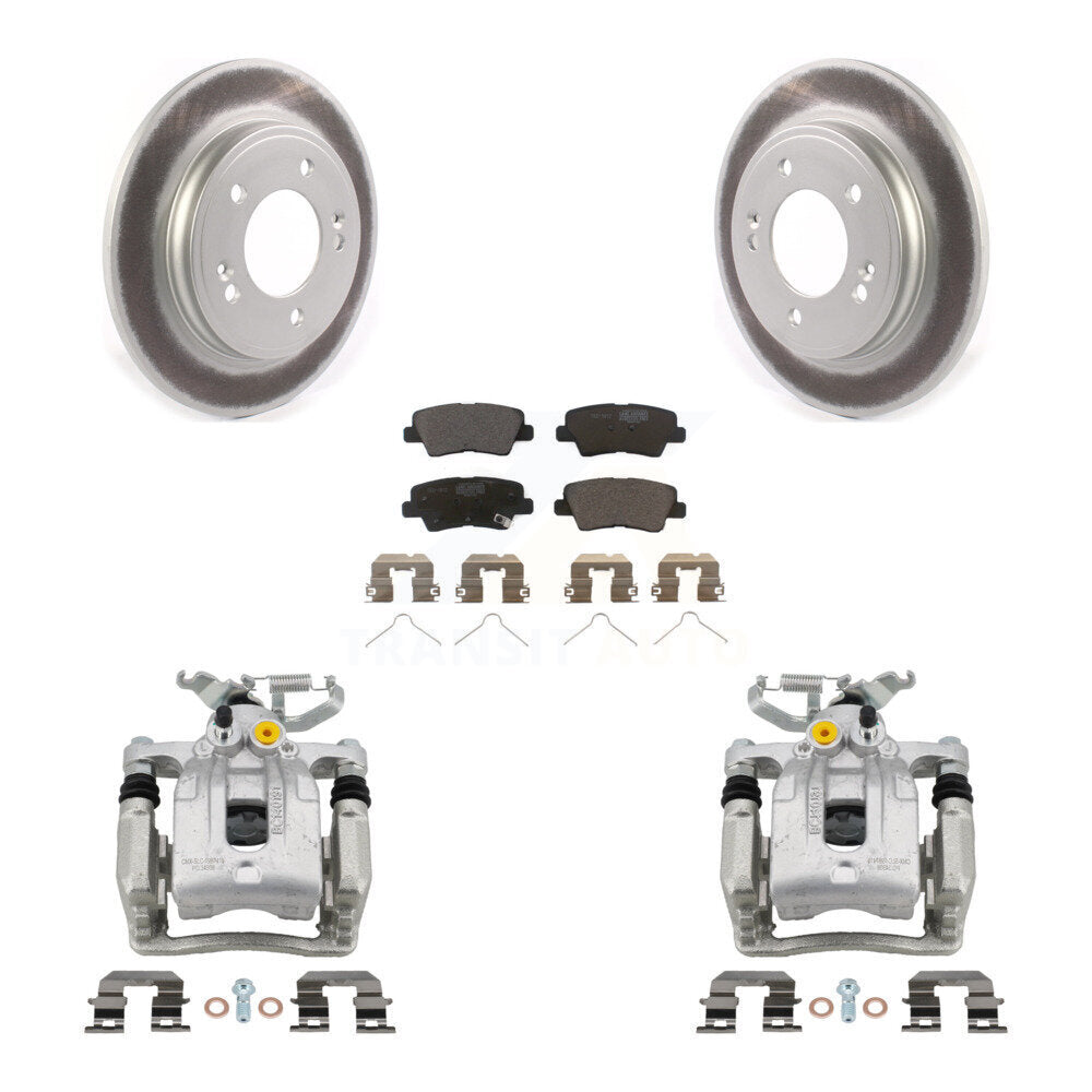 Rear Disc Brake Caliper Coat Rotors & Ceramic Pad Kit For Hyundai Elantra Kia Niro Ioniq KCG-100330T