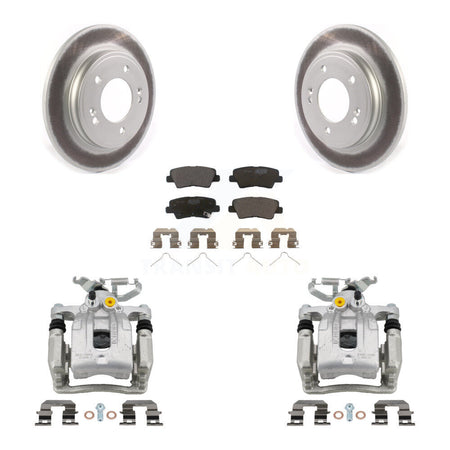 Rear Disc Brake Caliper Coat Rotors & Ceramic Pad Kit For Hyundai Elantra Kia Niro Ioniq KCG-100330T