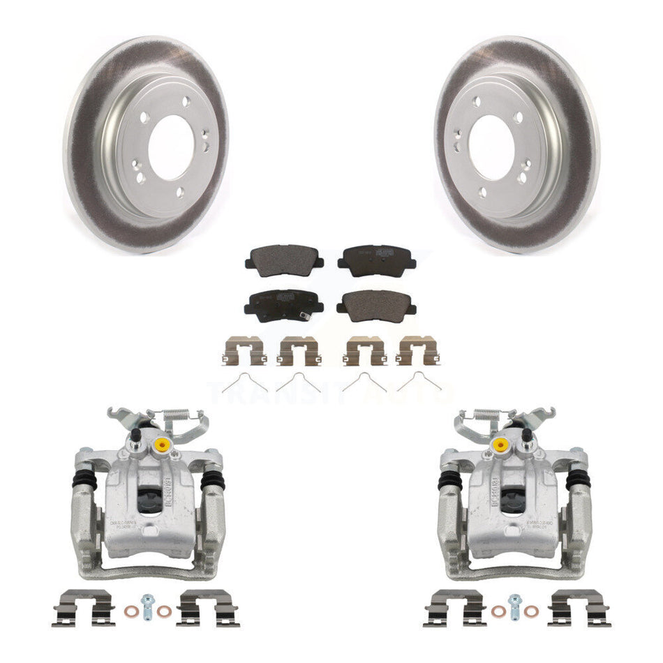 Rear Disc Brake Caliper Coat Rotors & Ceramic Pad Kit For Hyundai Elantra Kia Niro Ioniq KCG-100330T