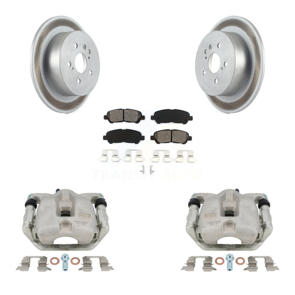 Rear Disc Brake Caliper Coat Rotor Semi-Metallic Pad Kit For 2008-2013 Toyota Highlander KCG-100331S