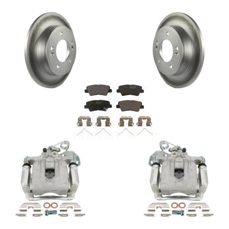 Rear Disc Brake Caliper Coat Rotors & Ceramic Pad Kit For 2017-2020 Hyundai Elantra 2.0L KCG-100331T