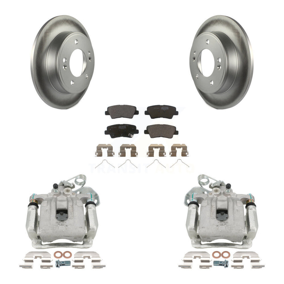 Rear Disc Brake Caliper Coat Rotors & Ceramic Pad Kit For 2017-2020 Hyundai Elantra 2.0L KCG-100331T