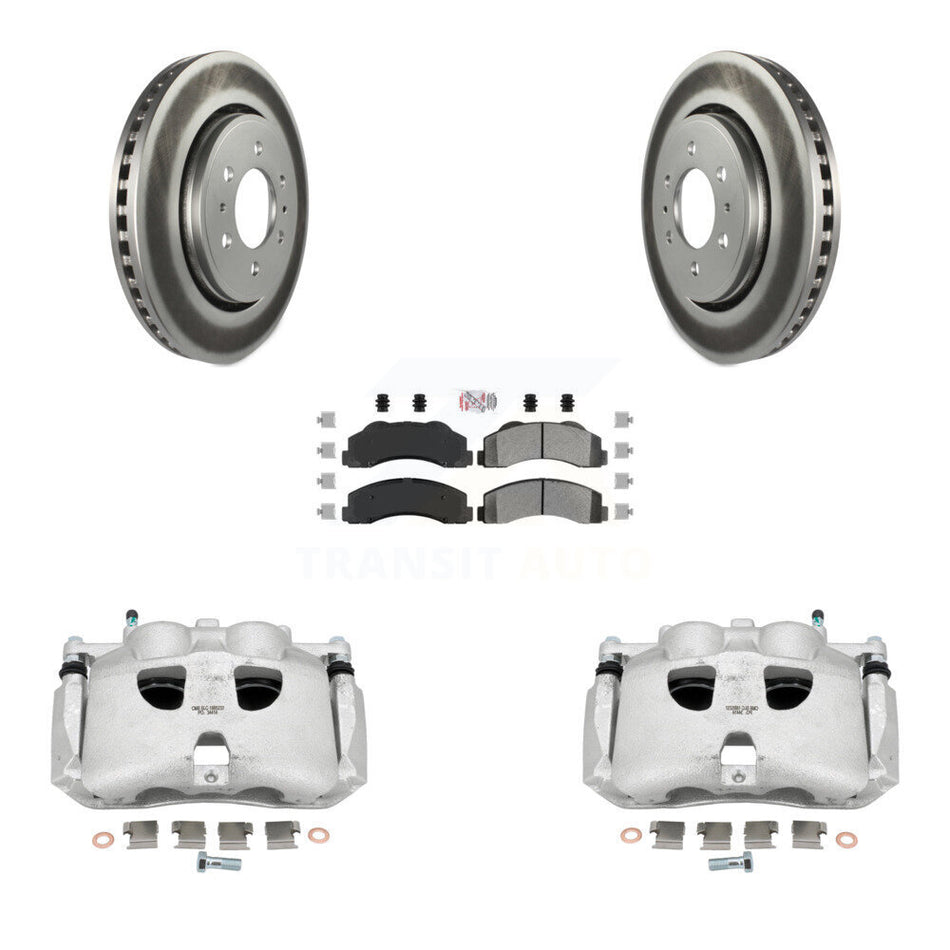 Front Disc Brake Caliper Coated Rotors And Semi-Metallic Pads Kit For Ford F-150 Expedition Lincoln Navigator KCG-100332N