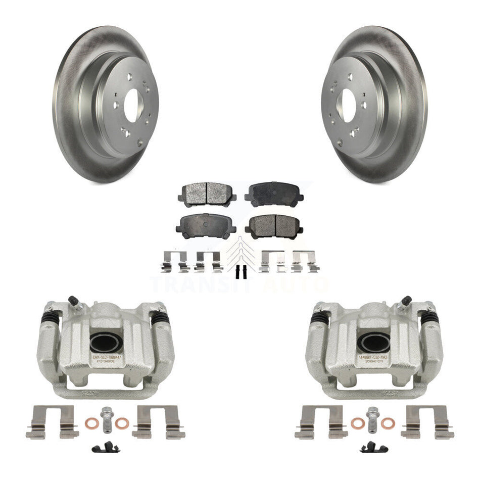 Rear Disc Brake Caliper Coated Rotors And Semi-Metallic Pads Kit For 2011-2017 Honda Odyssey KCG-100332P