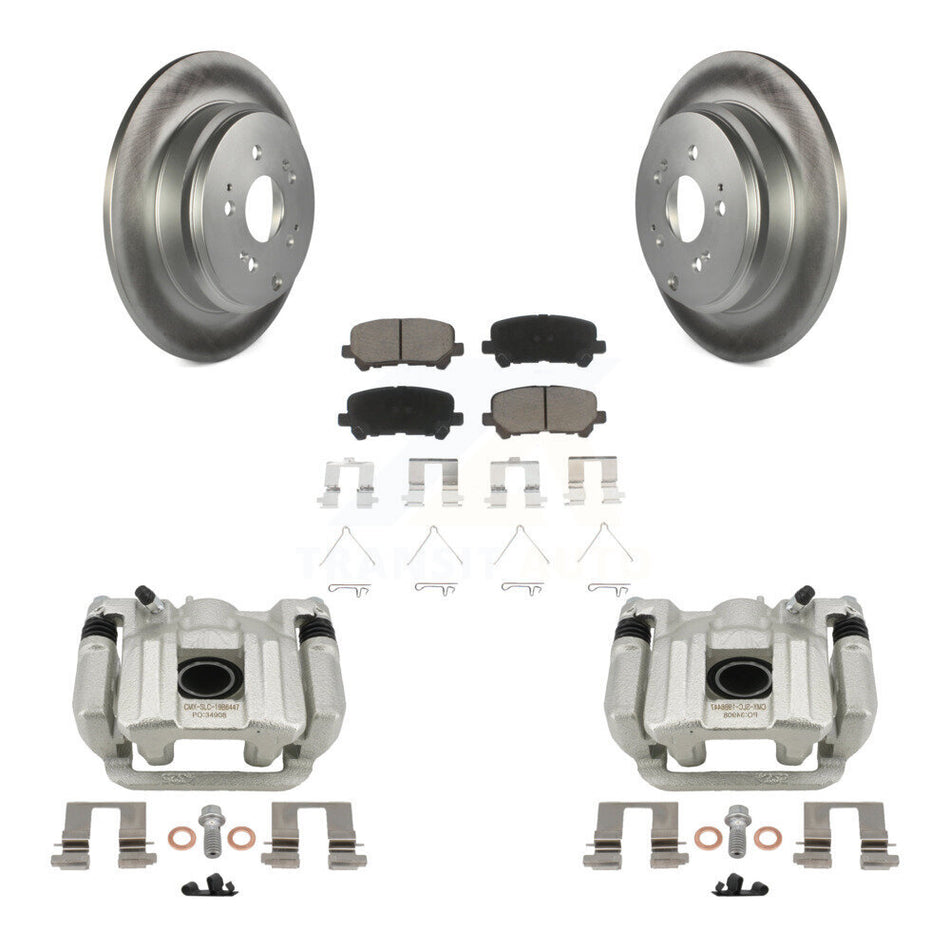 Rear Disc Brake Caliper Coated Rotors And Ceramic Pads Kit For 2011-2017 Honda Odyssey KCG-100333C
