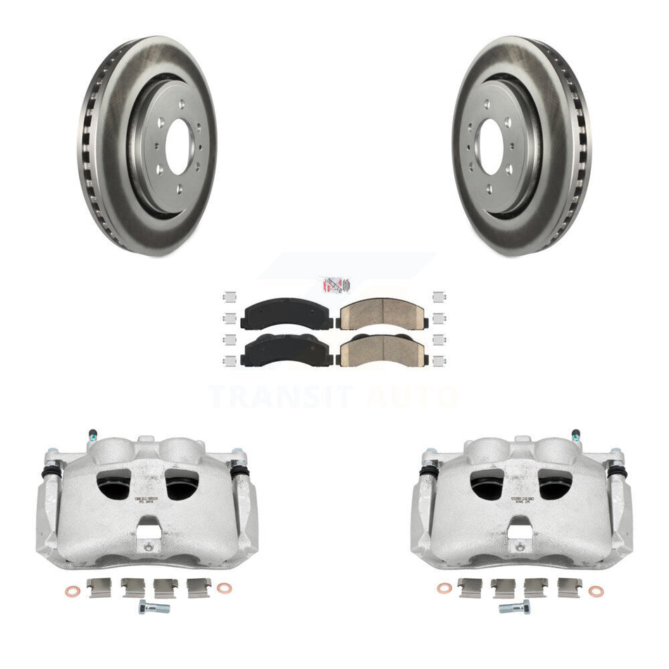 Front Disc Brake Caliper Coated Rotors And Ceramic Pads Kit For Ford F-150 Expedition Lincoln Navigator KCG-100333N