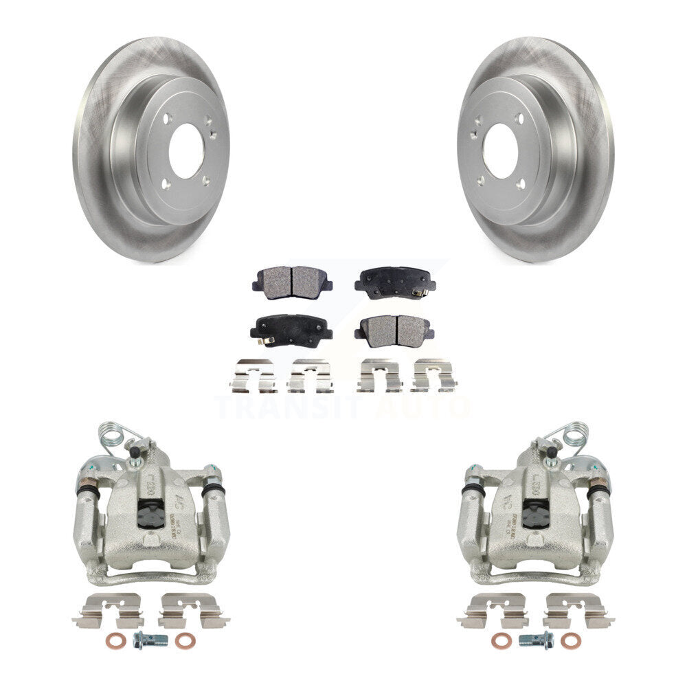 Rear Disc Brake Caliper Coated Rotors And Semi-Metallic Pads Kit For 2012-2016 Hyundai Accent KCG-100333P by Transit Auto