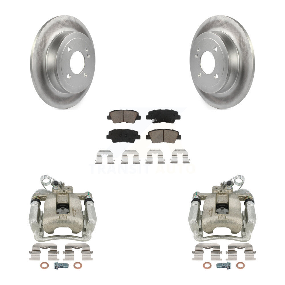 Rear Disc Brake Caliper Coated Rotors And Ceramic Pads Kit For 2012-2017 Kia Rio KCG-100335C by Transit Auto