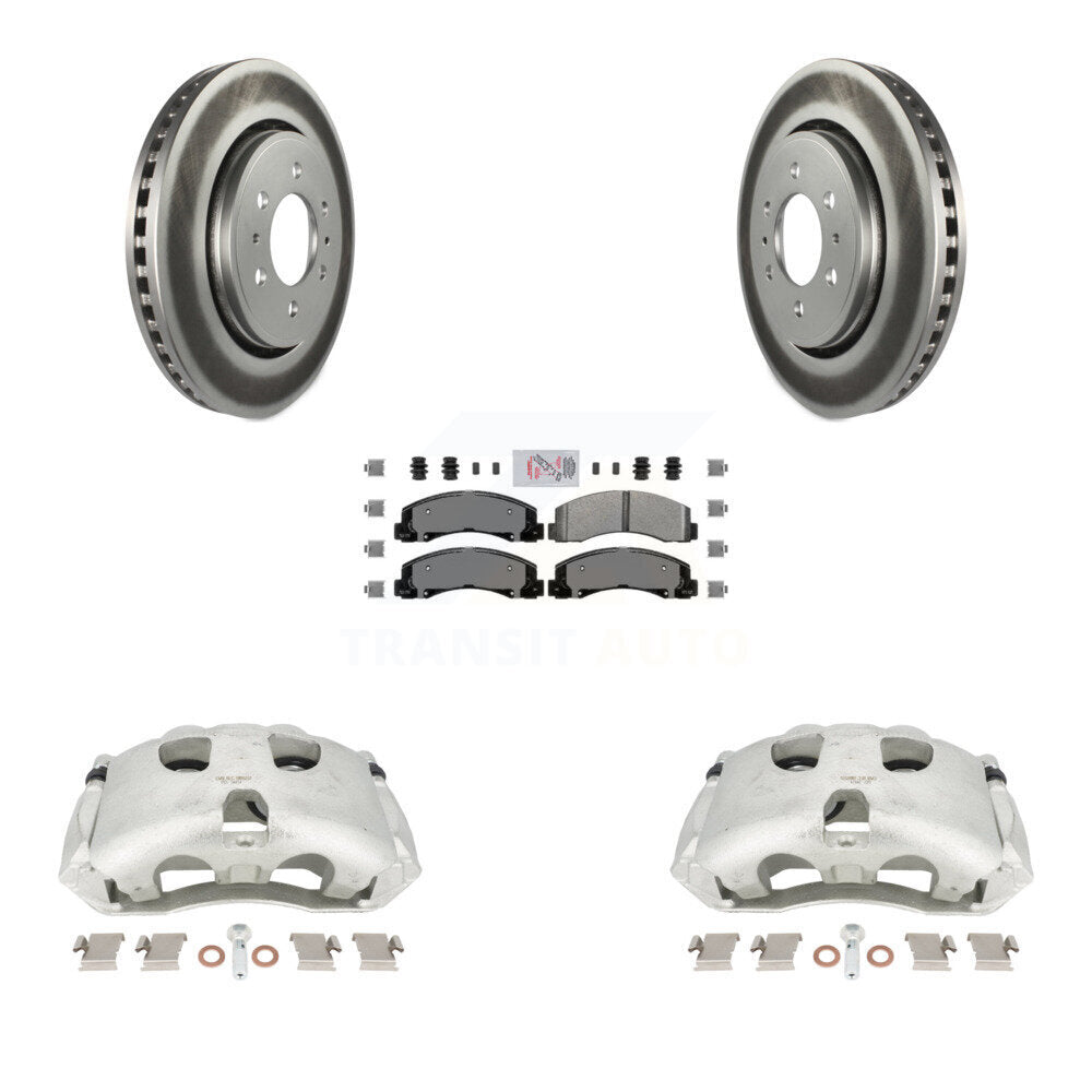 Front Disc Brake Caliper Coated Rotors And Semi-Metallic Pads Kit For Ford Expedition Lincoln Navigator KCG-100335N by Transit Auto