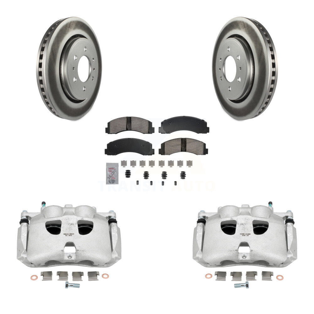 Front Brake Caliper Coat Rotor And Ceramic Pad Kit For Ford Expedition Lincoln Navigator KCG-100337N