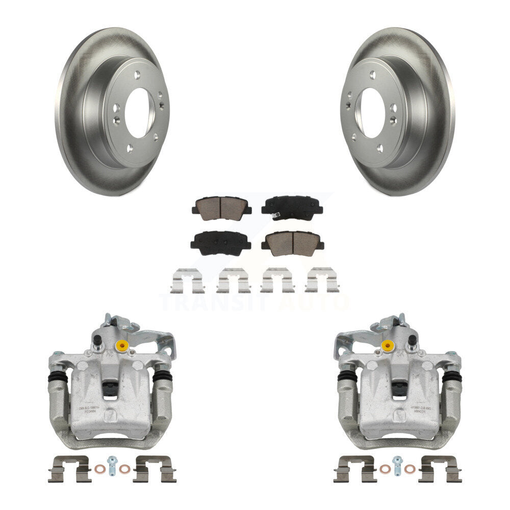 Rear Brake Caliper Coat Rotors Ceramic Pad Kit For Hyundai Elantra GT Kia Forte Veloster KCG-100338C
