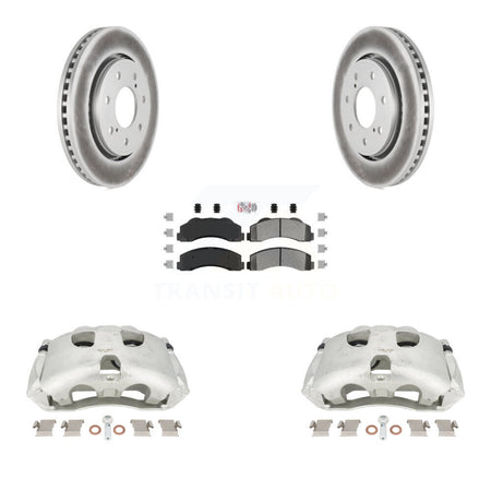 Front Disc Brake Caliper Coated Rotors And Semi-Metallic Pads Kit For 2010-2011 Ford F-150 With 7 Lug Wheels KCG-100338N by Transit Auto