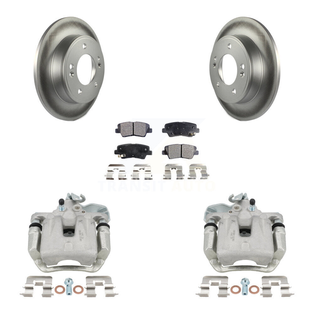 Rear Disc Brake Caliper Coated Rotors And Semi-Metallic Pads Kit For 2014-2016 Kia Soul KCG-100338P