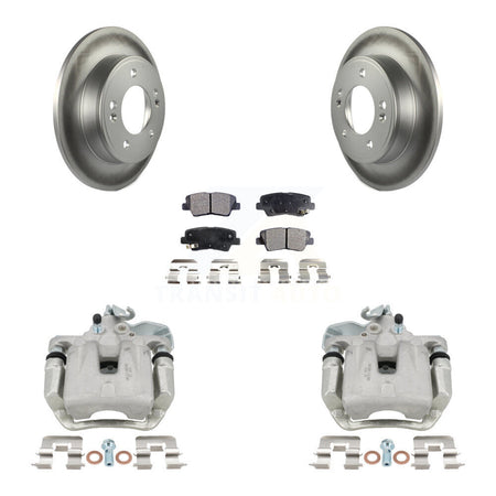 Rear Disc Brake Caliper Coated Rotors And Semi-Metallic Pads Kit For 2014-2016 Kia Soul KCG-100338P