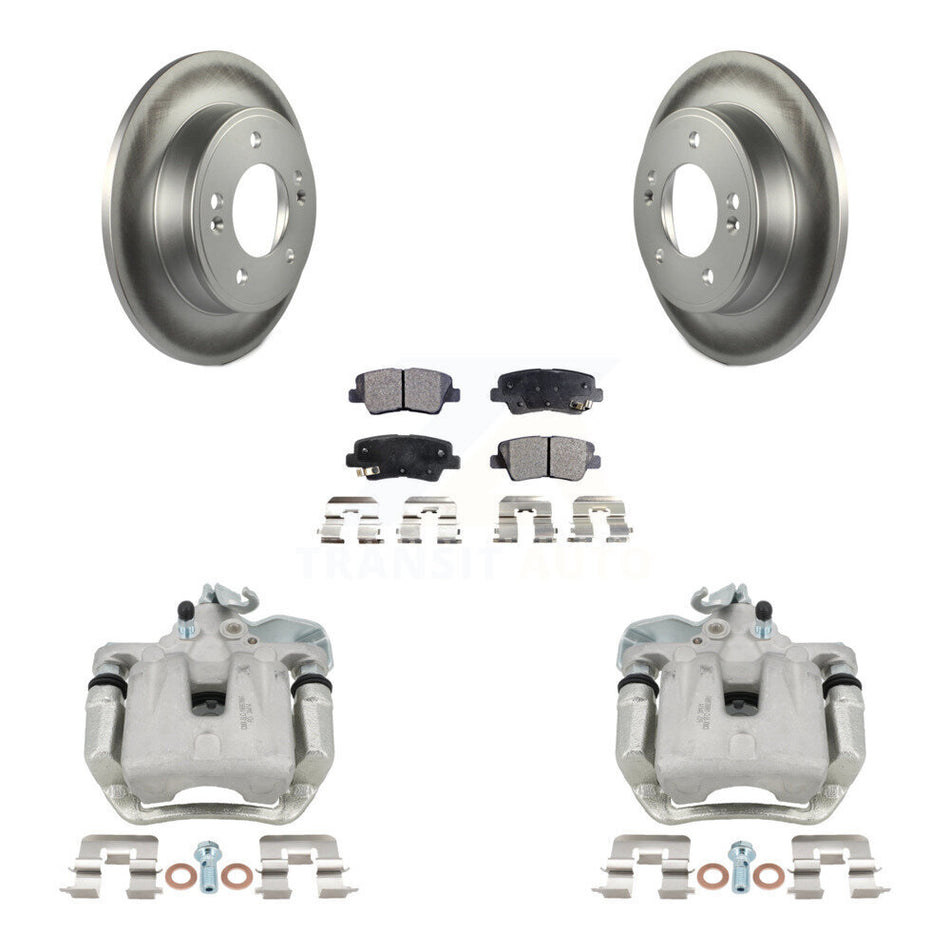 Rear Disc Brake Caliper Coated Rotors And Semi-Metallic Pads Kit For 2014-2016 Kia Soul KCG-100338P