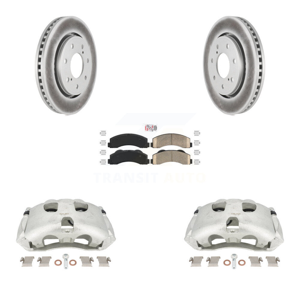 Front Disc Brake Caliper Coated Rotors And Ceramic Pads Kit For 2010-2011 Ford F-150 With 7 Lug Wheels KCG-100339N by Transit Auto