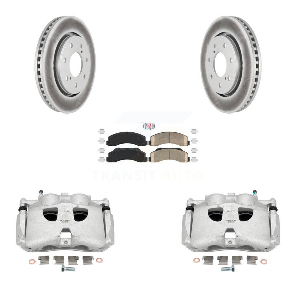 Front Disc Brake Caliper Coated Rotors And Ceramic Pads Kit For 2010-2011 Ford F-150 With 7 Lug Wheels KCG-100339N