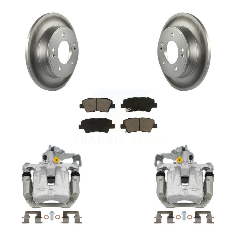 Rear Brake Caliper Coat Rotor & Ceramic Pad Kit For Kia Forte Hyundai Forte5 Veloster GT KCG-100340C