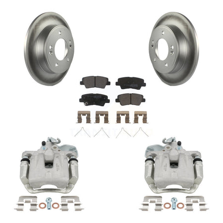 Rear Disc Brake Caliper Coated Rotors And Semi-Metallic Pads Kit For 2017-2018 Kia Soul KCG-100340P