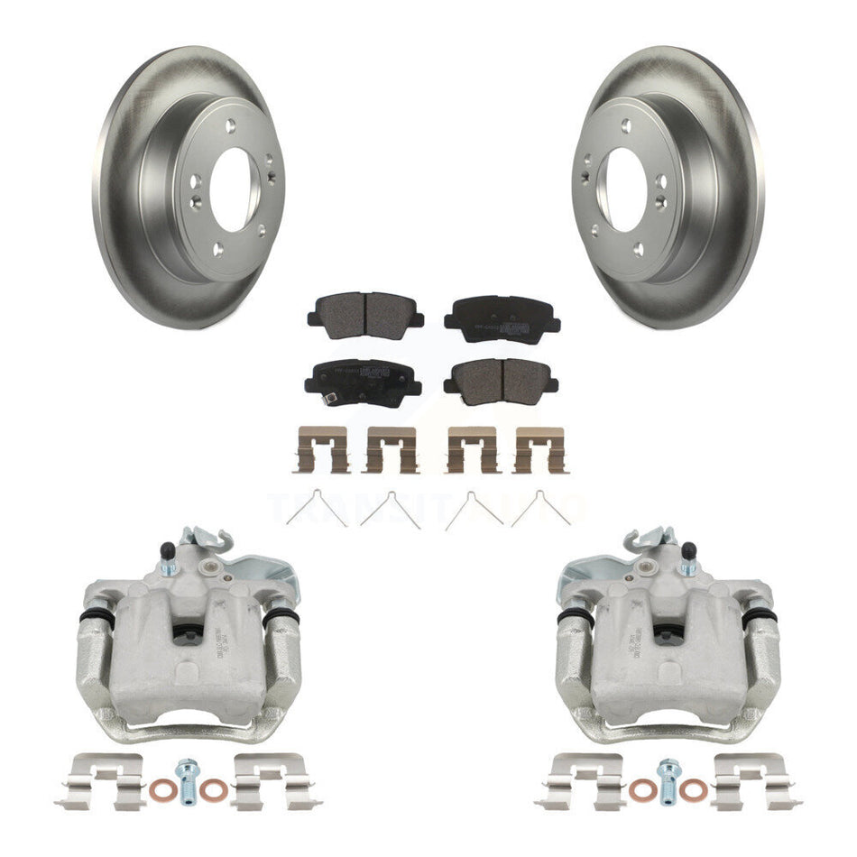 Rear Disc Brake Caliper Coated Rotors And Semi-Metallic Pads Kit For 2017-2018 Kia Soul KCG-100340P