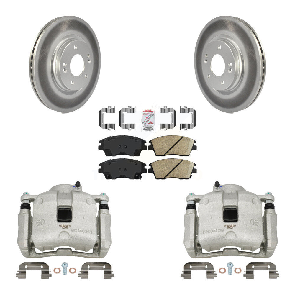 Front Disc Brake Caliper Coat Rotors And Ceramic Pad Kit For Hyundai Tucson Kia Sportage KCG-100343N