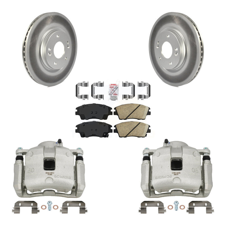 Front Disc Brake Caliper Coat Rotors And Ceramic Pad Kit For Hyundai Tucson Kia Sportage KCG-100343N