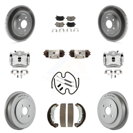 Front Rear Disc Brake Caliper Coated Rotor Drum Ceramic Pad Shoe Cylinder Kit (11Pc) For KCG-100345C