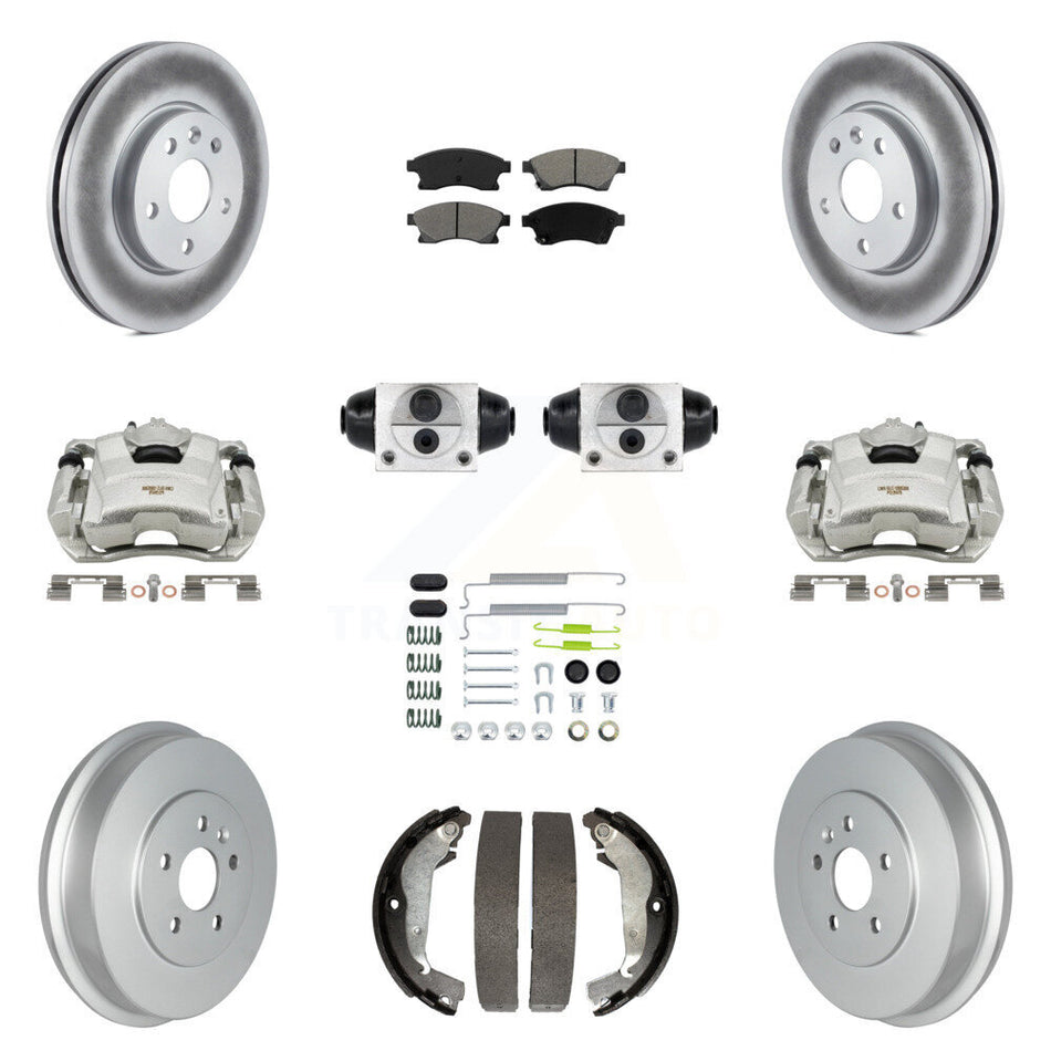 Front Rear Brake Caliper Coat Rotor Drum Semi-Metallic Pad Shoes Cylinder Kit (11Pc) For KCG-100347S