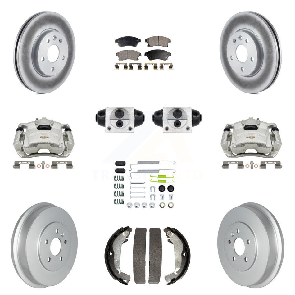 Front Rear Brake Caliper Coat Rotor Drum Semi-Metallic Pad Shoes Cylinder Kit (11Pc) For KCG-100348P