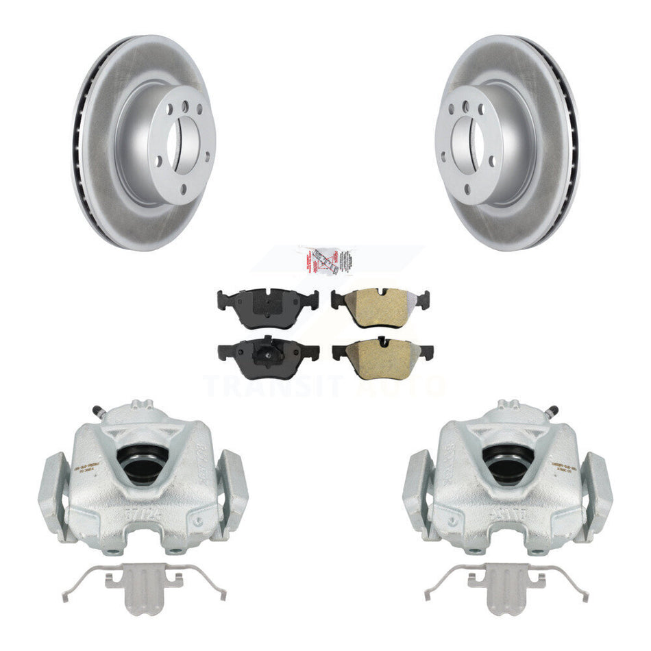 Front Disc Brake Caliper Coated Rotors And Semi-Metallic Pads Kit For BMW 328i 323i KCG-100351N