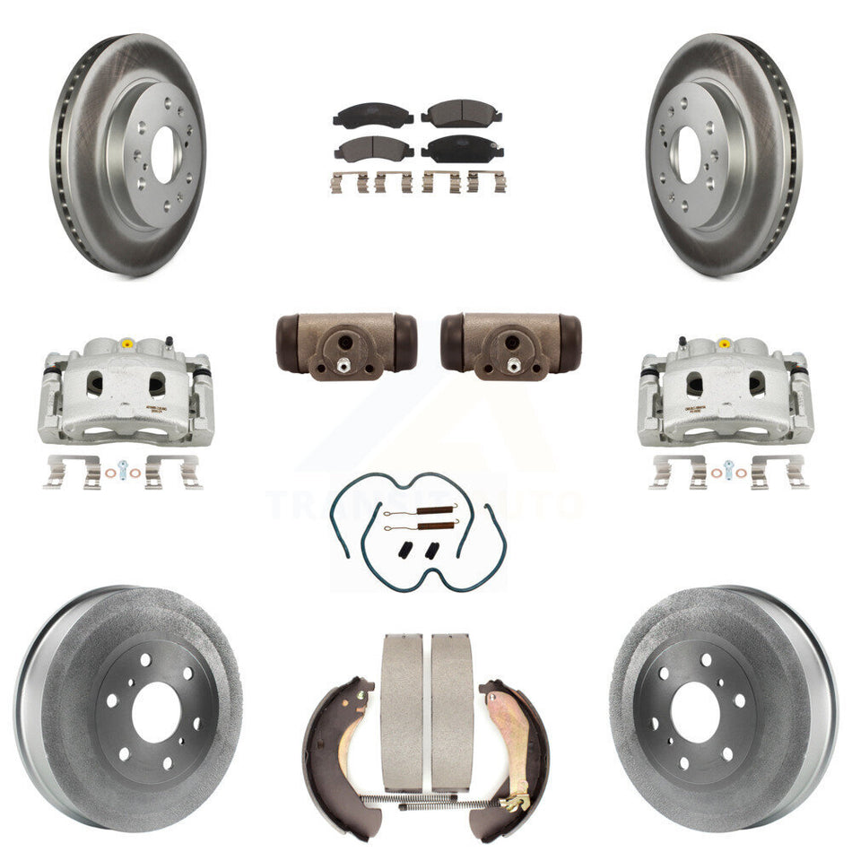 Front Rear Brake Caliper Coated Rotor Drum Ceramic Pad Shoe Cylinder Kit (11Pc) For 1500 KCG-100354T